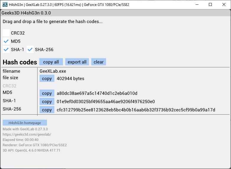 H4shG3n Simple Hash Generator Utility - MD5, SHA1 and SHA256