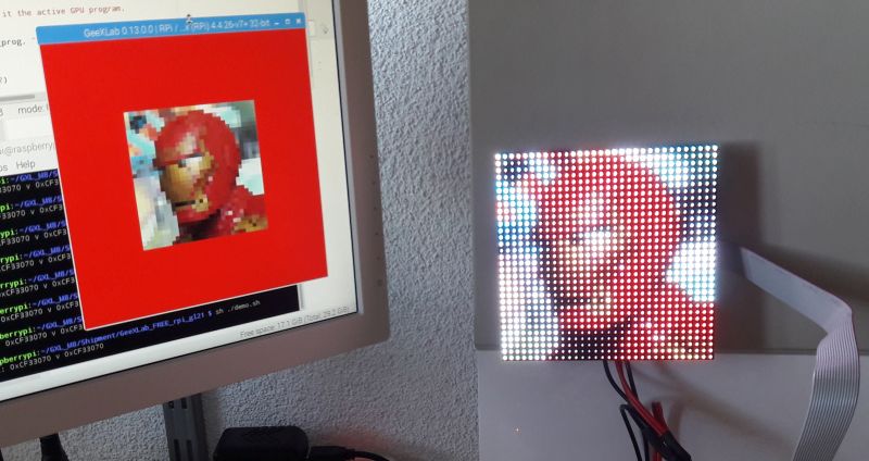 Background image rendered on a 32x32 RGB LED Matrix Panel with GeeXLab on a Raspberry Pi