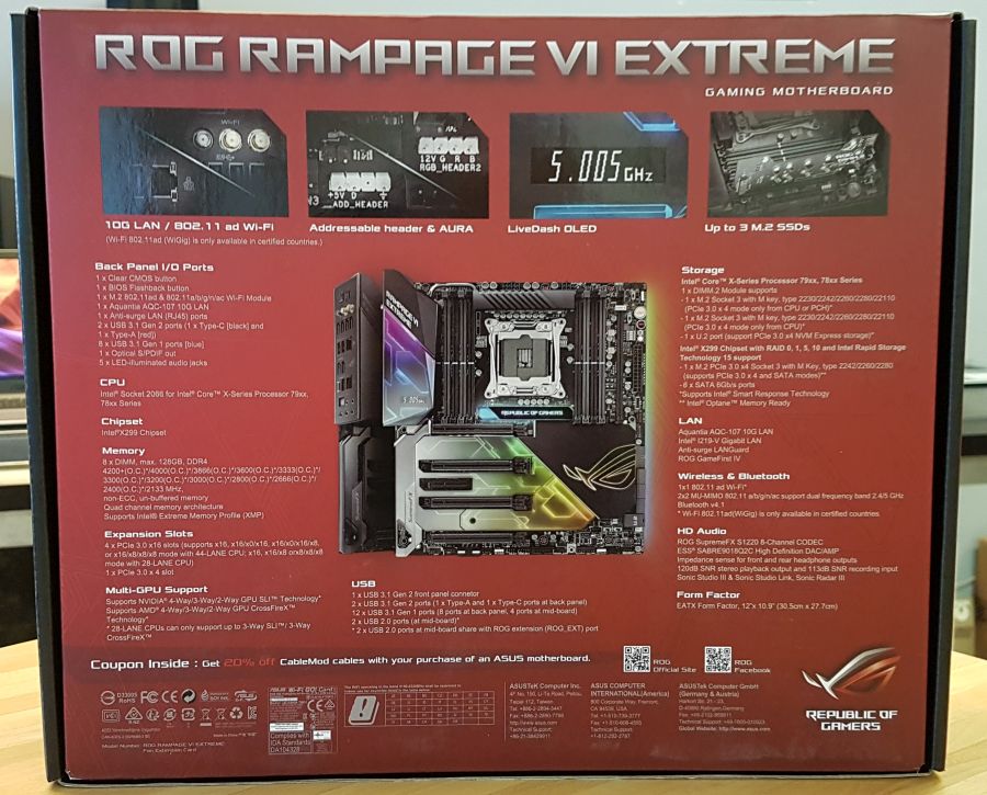 ASUS Rampage VI Extreme Gaming Motherboard