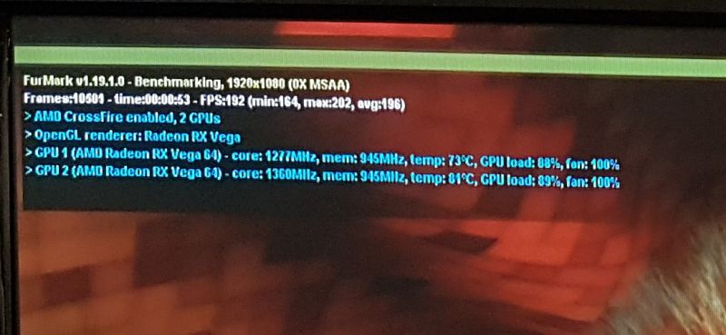 Radeon RX Vega 64 2-way CrossFire - FurMark P1080 test