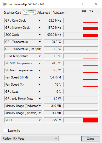 MSI Radeon RX Vega 56 AIR BOOST 8GB OC - GPU-Z - sensors
