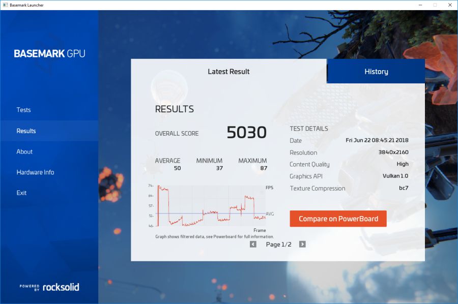 Basemark GPU - Vulkan score - GeForce GTX 1070