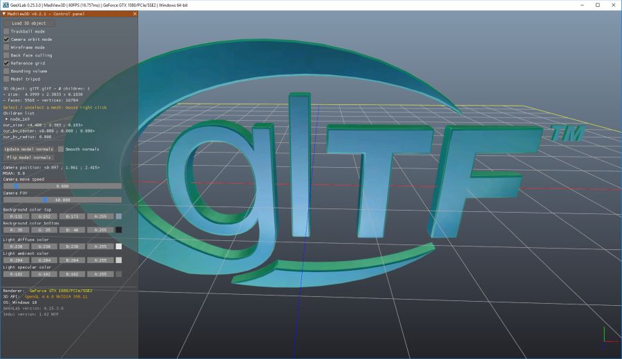 glTF 3D logo - GeeXLab MadView3D