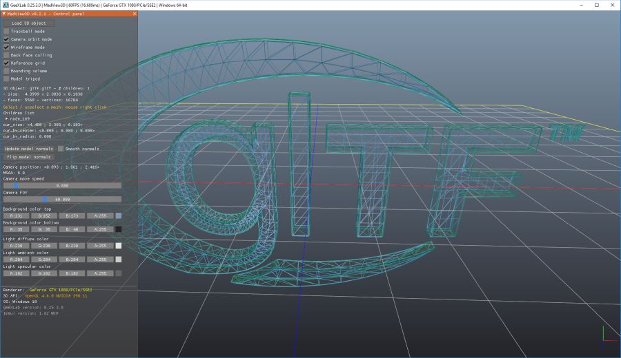 glTF 3D logo - GeeXLab MadView3D