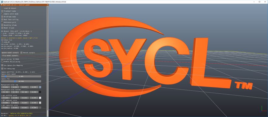 SYCL 3D logo - GeeXLab MadView3D