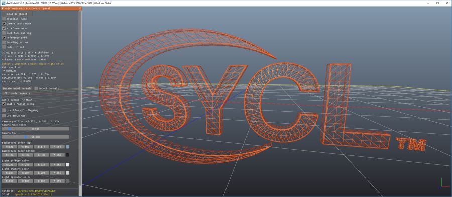 SYCL 3D logo - GeeXLab MadView3D