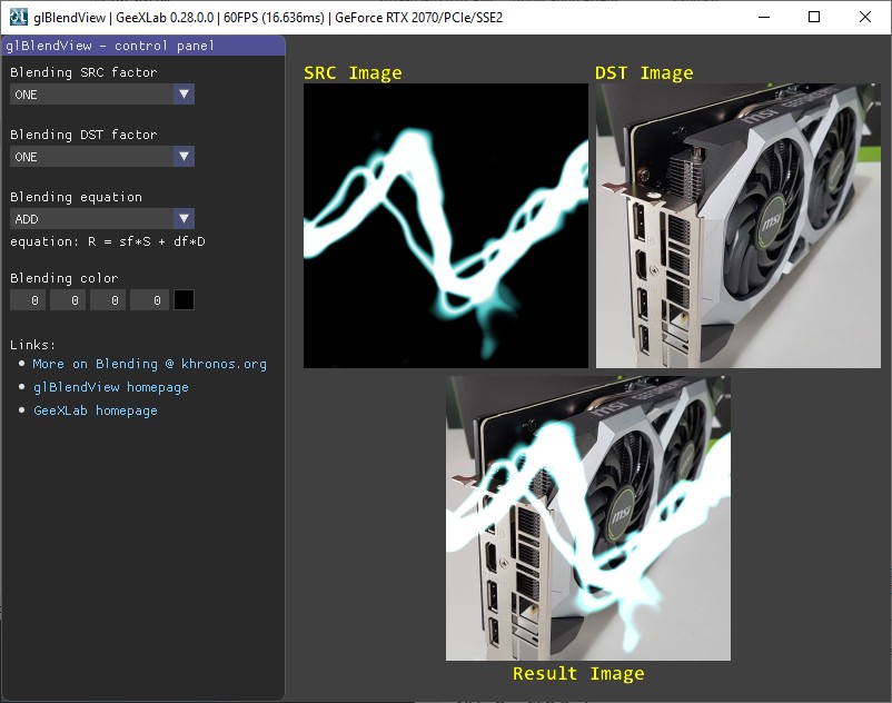 glBlendView: OpenGL Blending Factors Viewer