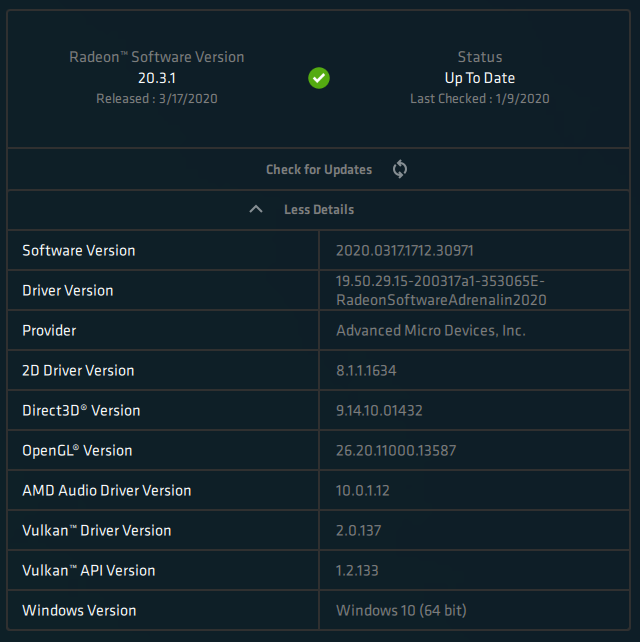 AMD Adrenalin 2020 Edition - Software information