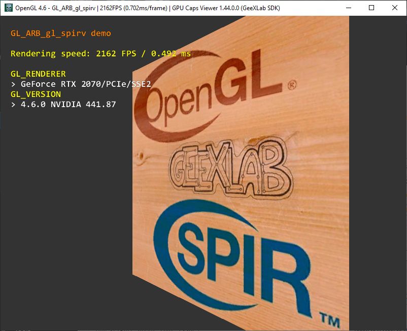 GPU Caps Viewer 1.44.0 - GeeXLab demo: OpenGL 4.6 GL + SPIR-V
