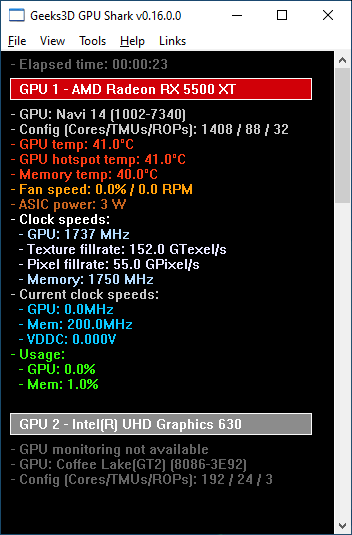 GPU Shark 0.16.0 - Radeon RX 5500 XT / Navi GPU