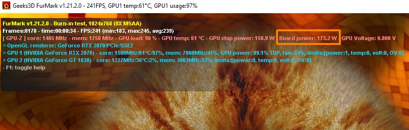 FurMark 1.21.2 + GPU-Z info + GeForce RTX 2070