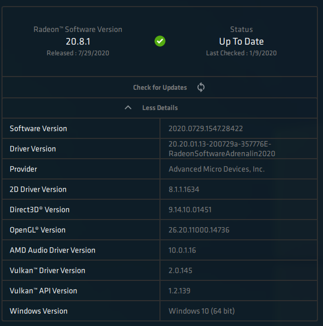 AMD Adrenalin 2020 Edition - Software information