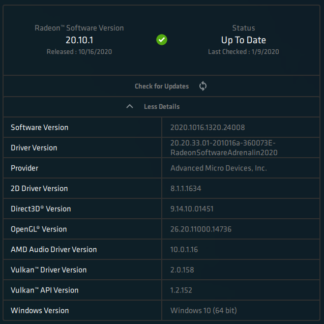 AMD Adrenalin 2020 Edition - Software information