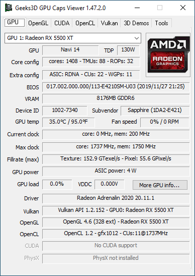 AMD Adrenalin 2020 Edition - GPU Caps Viewer + Radeon RX 5500 XT