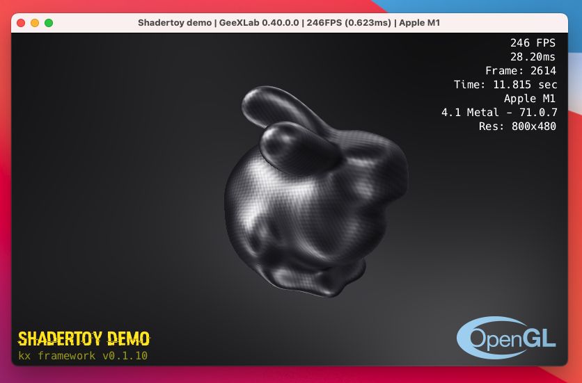 GeeXLab on Apple Mac mini M1 - arm64 - Shadertoy demo