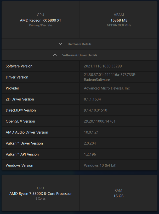 AMD Adrenalin 2020 Edition - Software information