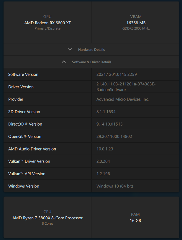 AMD Adrenalin 2020 Edition - Software information