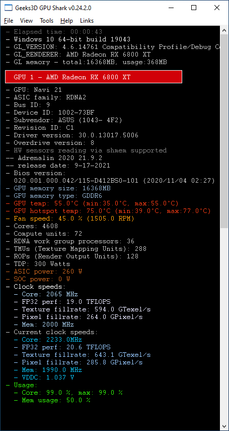 GPU Shark 0.24 - Radeon RX 6800 XT