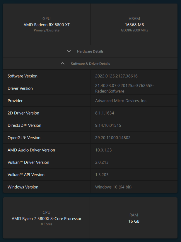AMD Adrenalin 2020 Edition - Software information