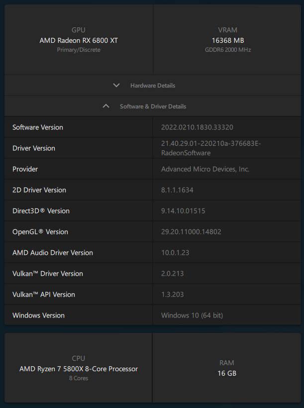 AMD Adrenalin 2020 Edition - Software information
