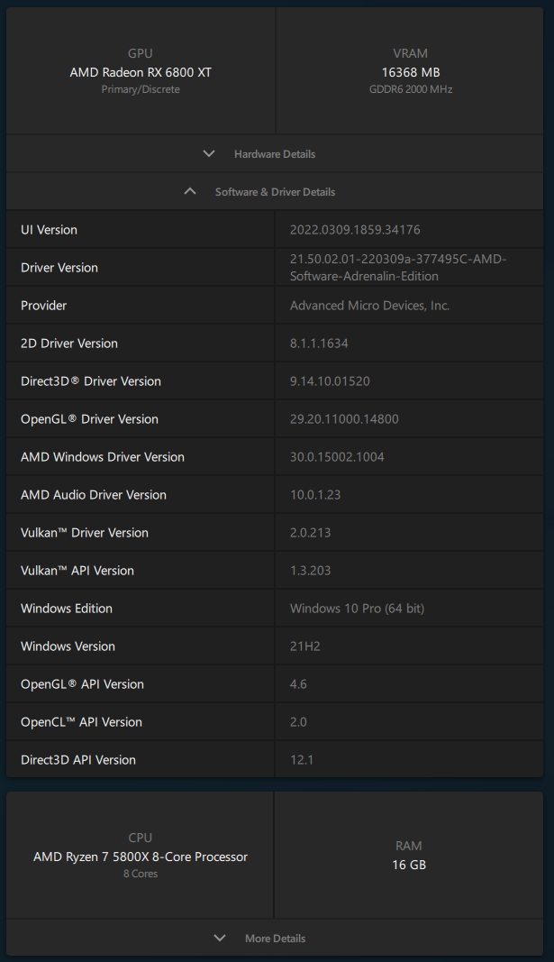 AMD Adrenalin 2020 Edition - Software information