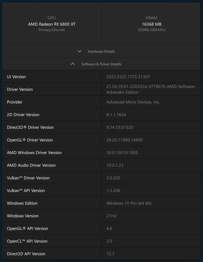 AMD Adrenalin 2020 Edition - Software information