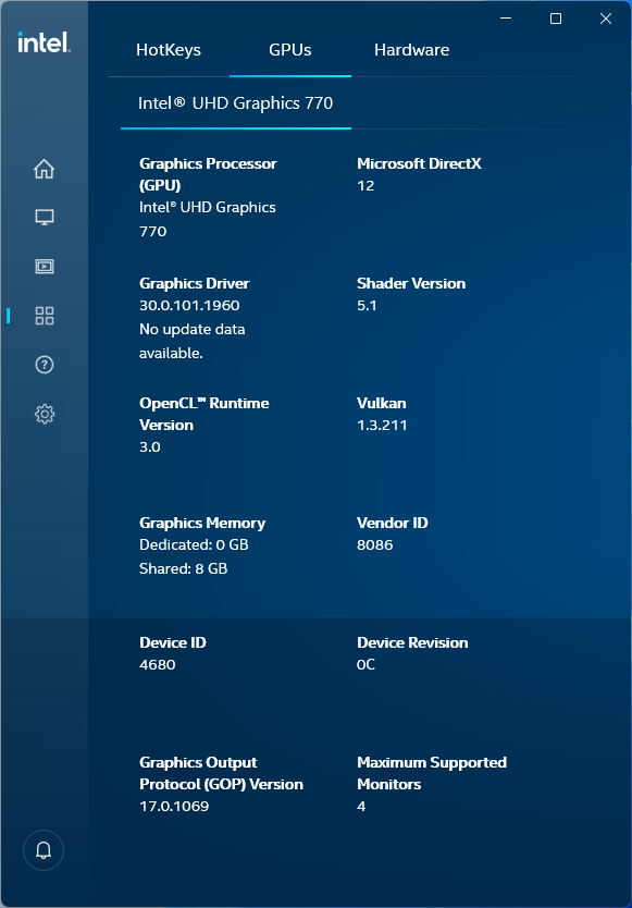 Intel UHD Graphics driver - Control Center
