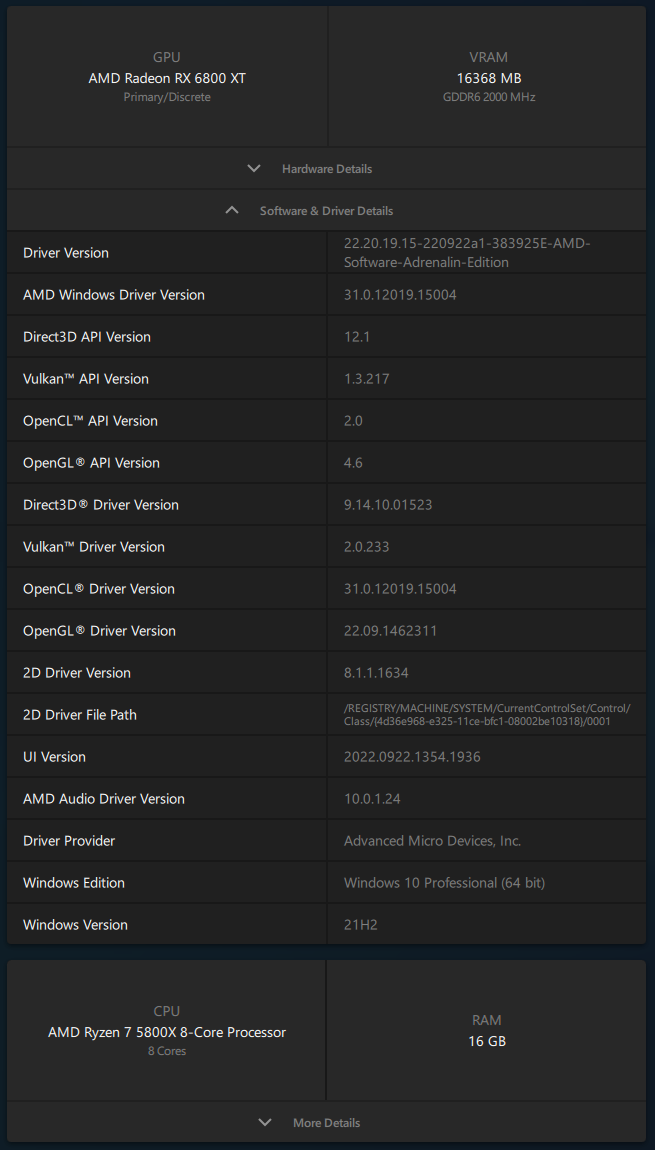 AMD Adrenalin 2020 Edition - Software information