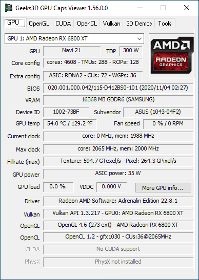 AMD Adrenalin 2020 Edition - GPU Caps Viewer + Radeon RX 6800 XT