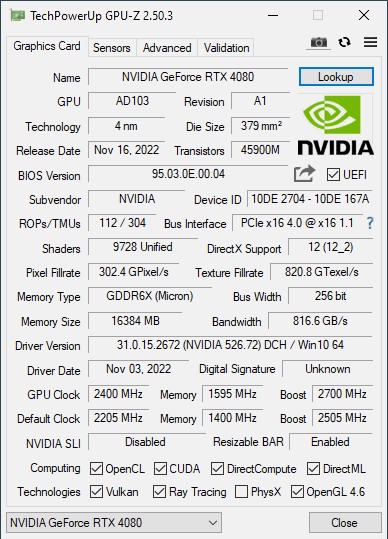 GeForce RTX 4090 FE - GPU-Z