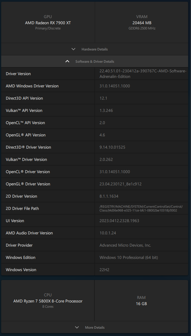 AMD Adrenalin 2020 Edition - Software information