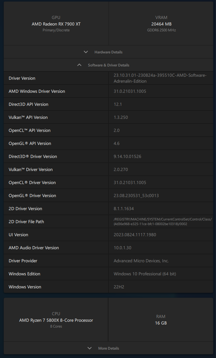 AMD Adrenalin 2020 Edition - Software information