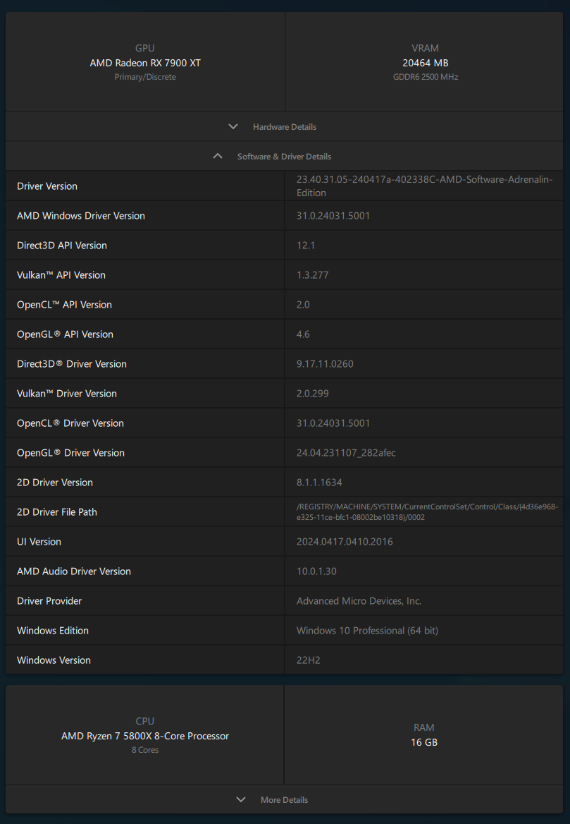 AMD Adrenalin 24.4.1 - Software information