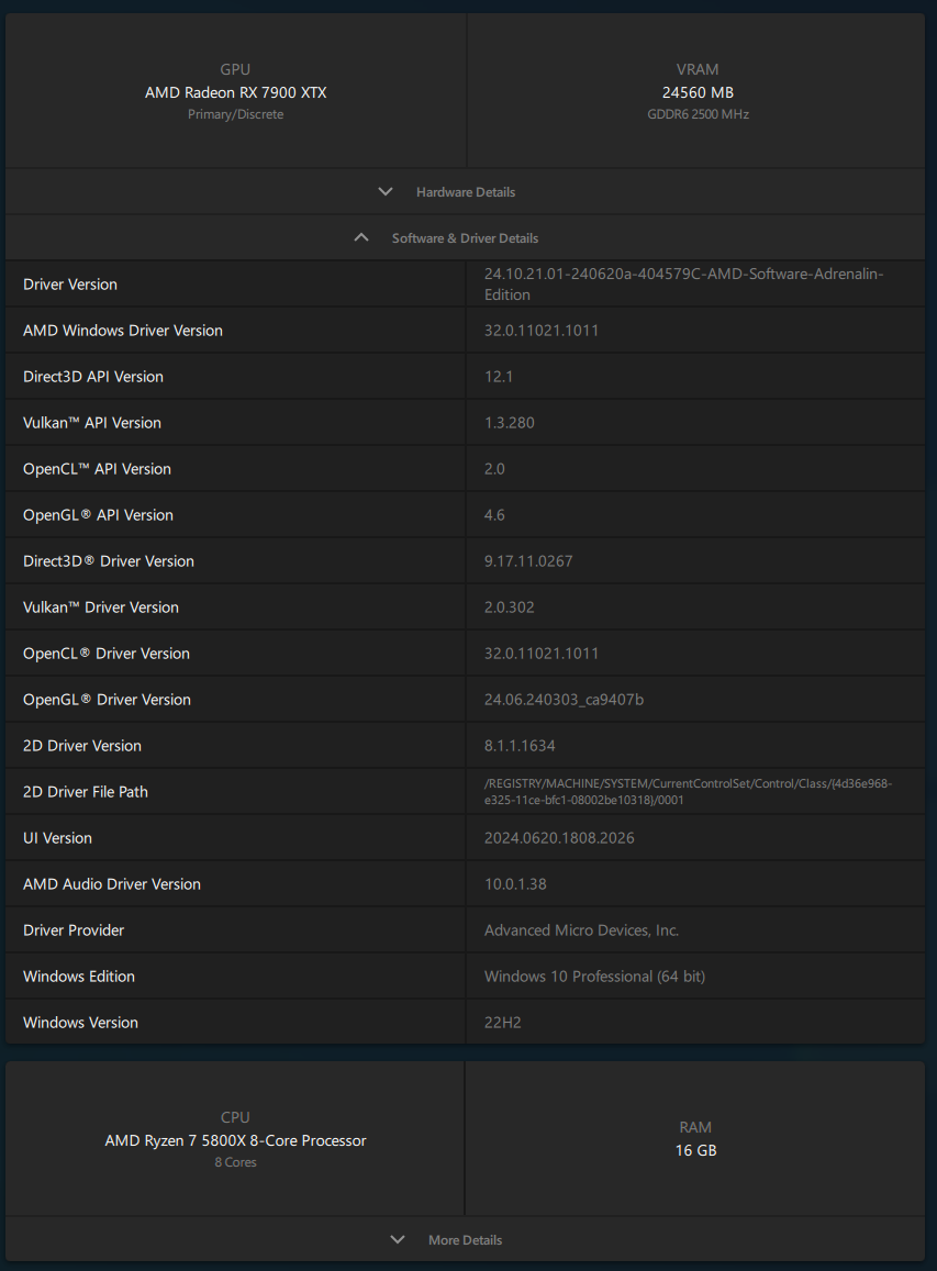 AMD Adrenalin 24.6.1 - Software information