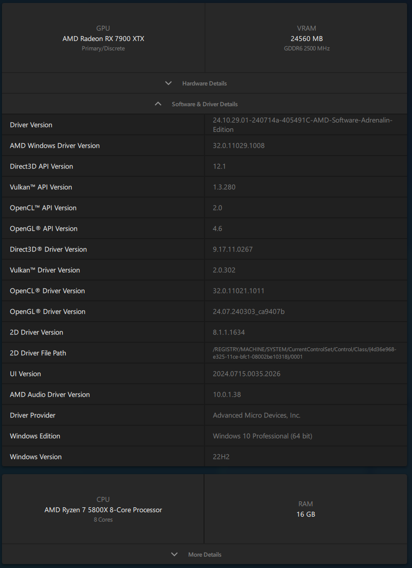 AMD Adrenalin 24.7.1 - Software information