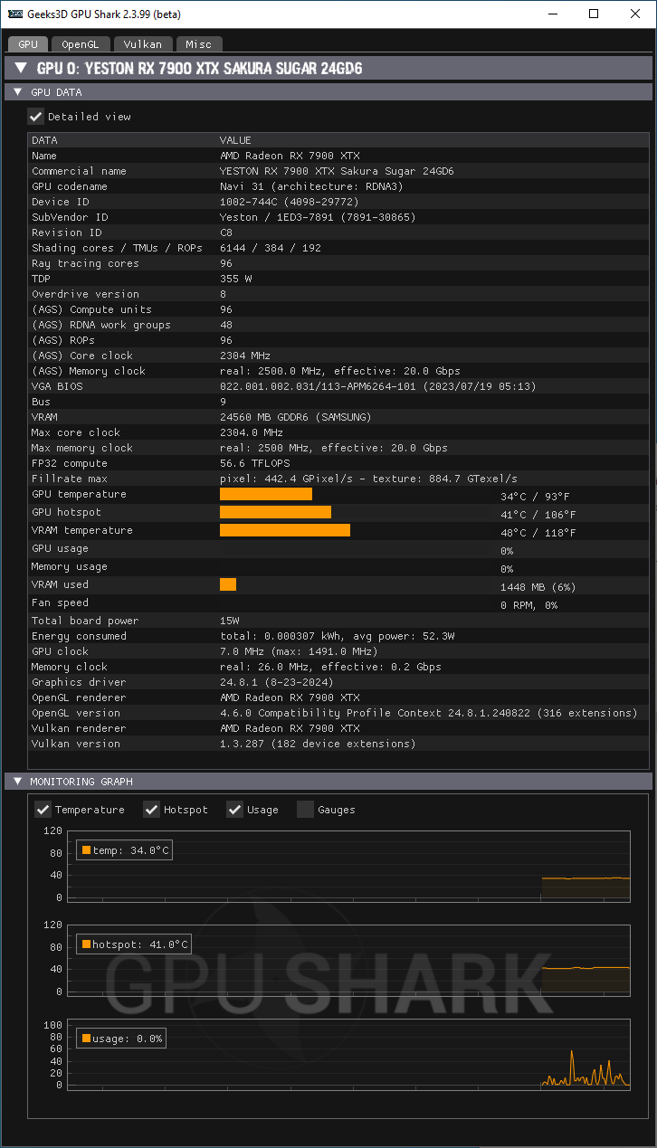 AMD Adrenalin 24.8.1 - GPU Shark 2 + Radeon RX 7900 XTX
