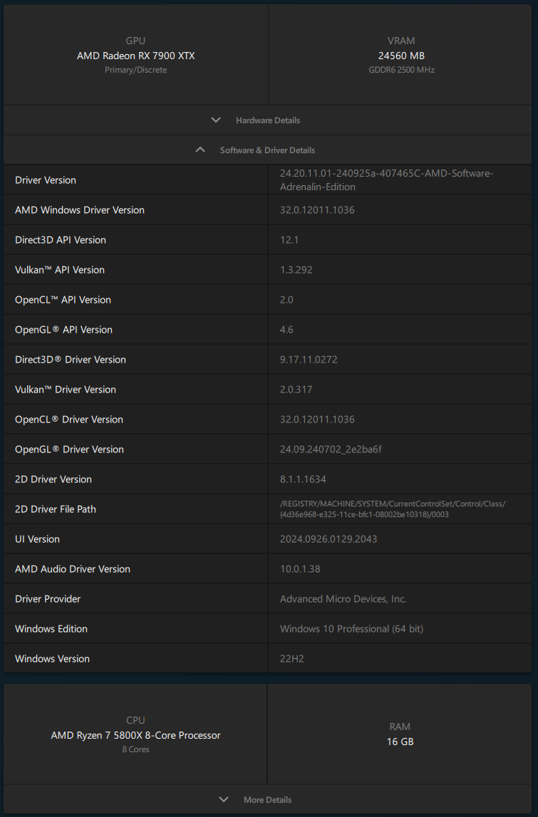 AMD Adrenalin 24.9.1 - Software information