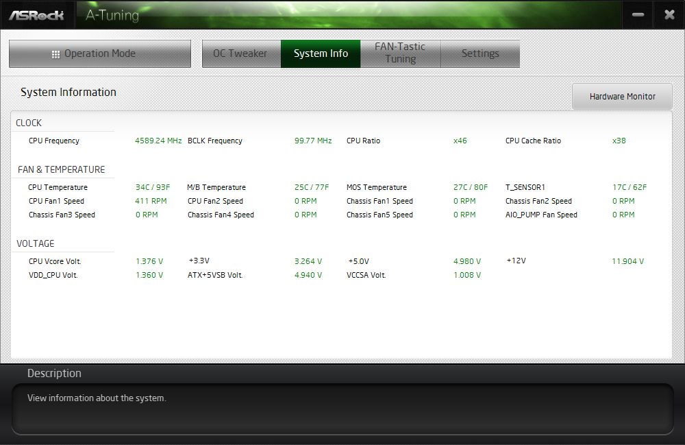 Geeks3D test bench - ASRock A-Tuning utility