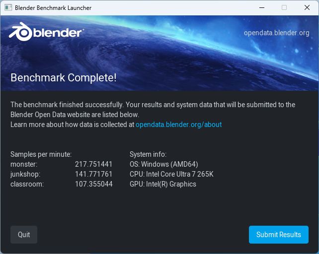 Geeks3D test bench - Blender Benchmark