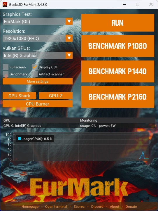 Geeks3D test bench - FurMark 2 GPU benchmark